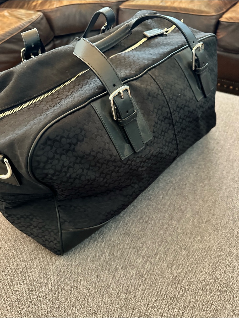 Coach Black Signature Canvas Duffel Bag - Picture 5 of 8